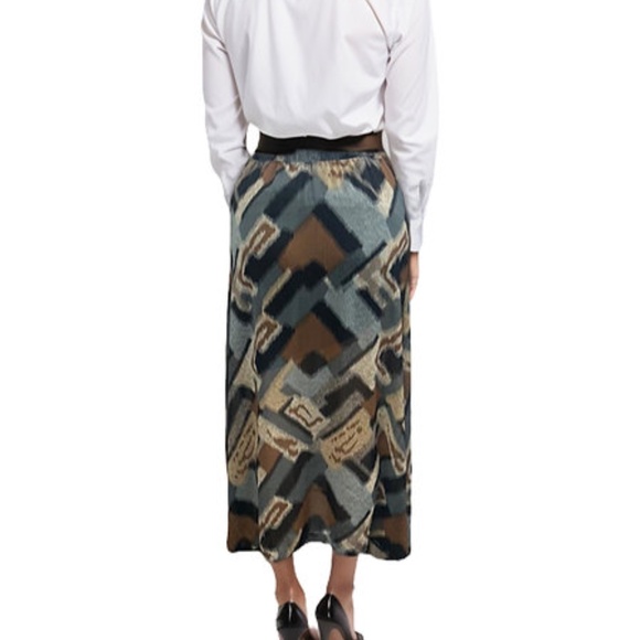 DEVORAH'S SECRET Modest Maxi Skirt Geometric Brown & Gray - Picture 2 of 3